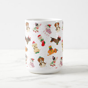 Juldag hundar i hattar och sötsaker kaffemugg