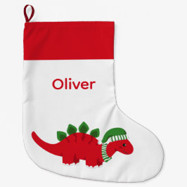 Juldag i Personligen Dinosaur Stocking Stor Julstrumpa