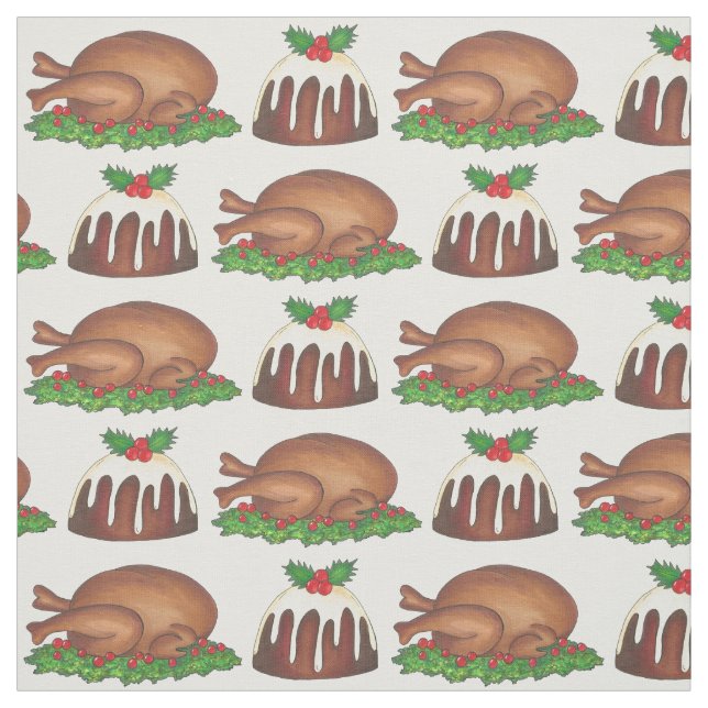 Juldag Turkiet Plum Pudding Julafton Mat Tyg (Provkarta)