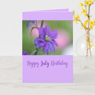 Juldagars Lila Larkspur Birth Month Flower Kort