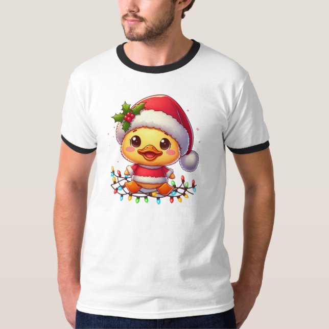 Juldagen Anka Tecknad Santa-68362 T Shirt (Framsida)