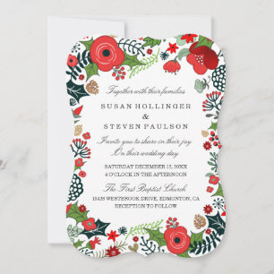 Juldagen Blommigt Bröllop - Tillsammans med familj Inbjudningar