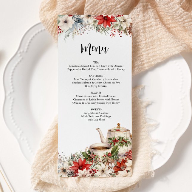 Juldagen Blommigt eftermiddag Tea-Julfesten Meny (Skapare uppladdad)