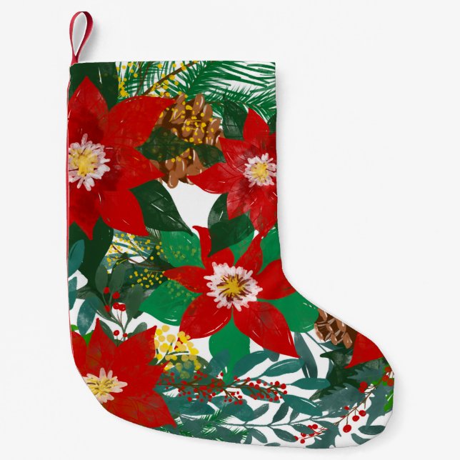 Juldagen Blommigt Löv Art Liten Julstrumpa (Framsidan)