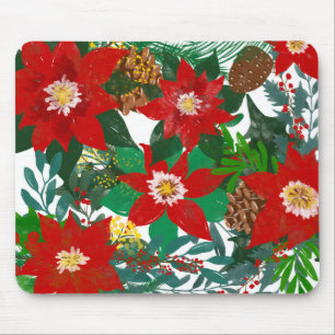Juldagen Blommigt Löv Art Musmatta