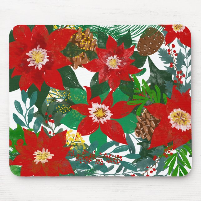 Juldagen Blommigt Löv Art Musmatta (Framsidan)