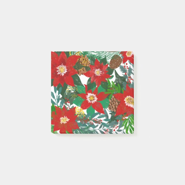 Juldagen Blommigt Löv Art Post-it Block (Framsida)
