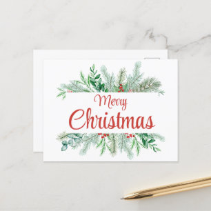 Juldagen Blommigt Ram God jul Helg Vykort