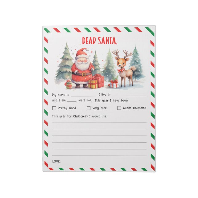 Juldagen Brev för Anteckningsblocket Santa Festive Anteckningsblock (Roterad)