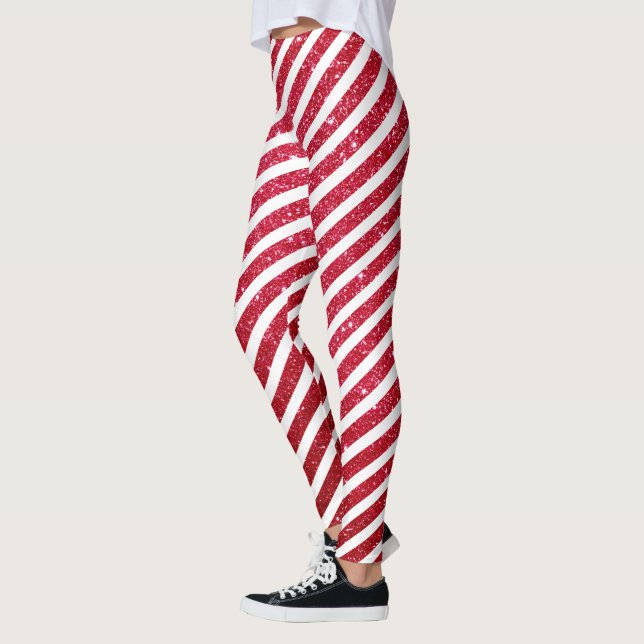 Juldagen Candy cane Glitter, strippad peppermint Leggings (Vänster)