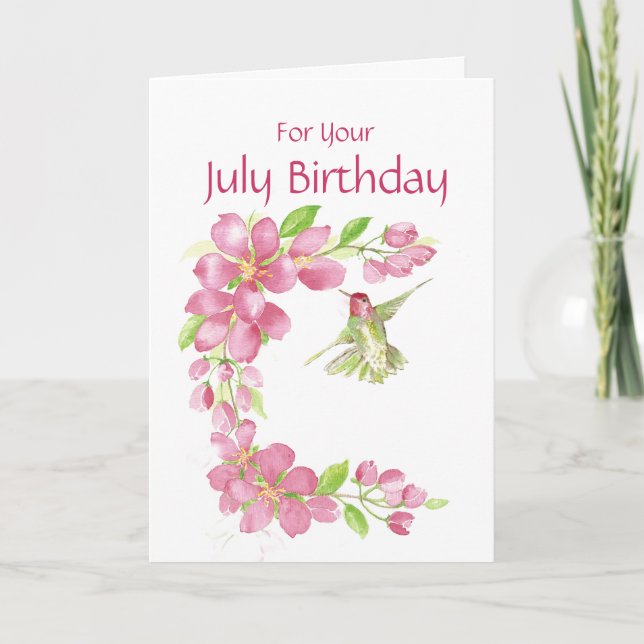 Juldagen Cherry Blommar & Hummingbird Kort (Framsida)