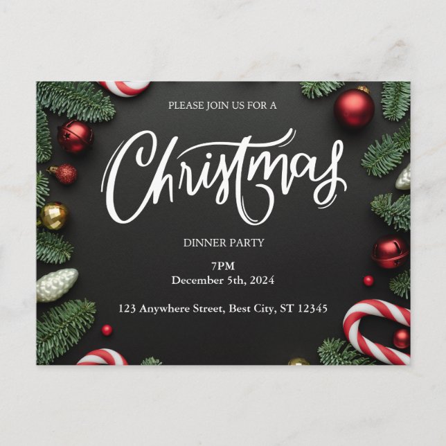 Juldagen Dinner Party Vykort (Framsida)