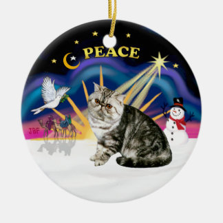 Juldagen - Exotisk Kort Hair Tabby katt Julgransprydnad Keramik