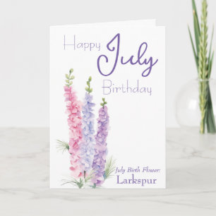 Juldagen Flower Larkspur Birthday Kort