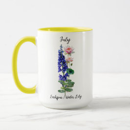 Juldagen Flower Larkspur och Vatten Lily Mugg