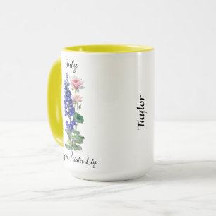 Juldagen Flower Larkspur och Vatten Lily Mugg