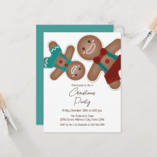 Juldagen för Cute Pepparkaksgubbes-Julfesten Inbjudningar