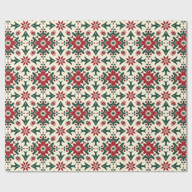 Juldagen för Rustic Farmhouse Blommigt Pappra Presentpapper (Platt)