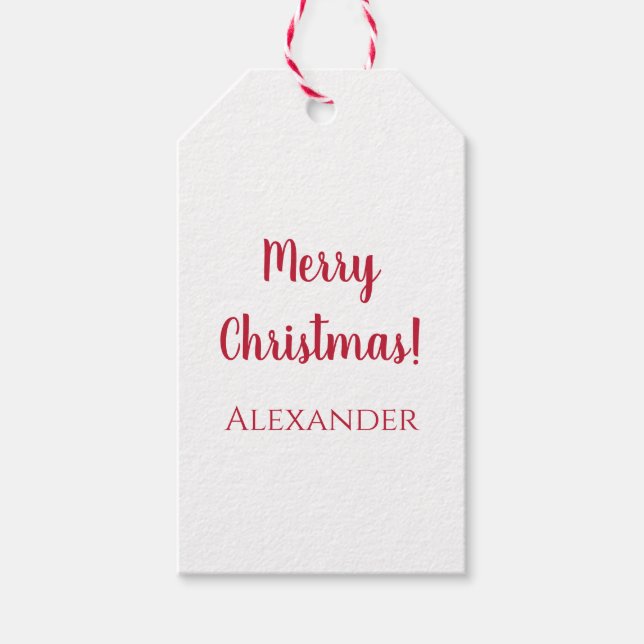 Juldagen God jul Personlig - minimalt Rött Presentetikett (Framsidan)