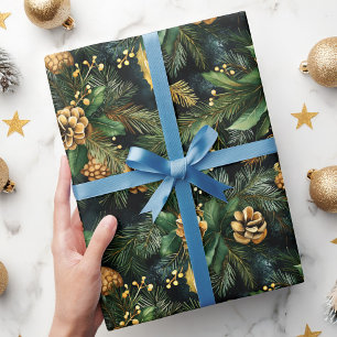 Juldagen Grönt Guld Moody Festive Grey Presentpapper