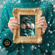 Juldagen Grönt Pudel Porträtt Decoupage