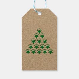 Juldagen Grönt Snö Stars Träd Presentetikett