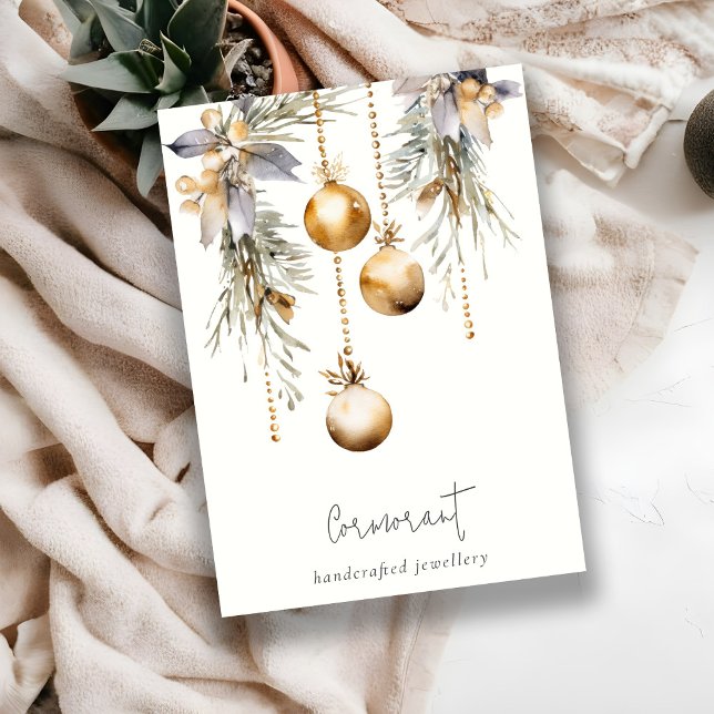 Juldagen guld Gräs Ornamet Blank Jewelry Holder Visitkort (Skapare uppladdad)