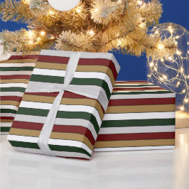 Juldagen Guld Grönt Red Silver och White Rand Presentpapper