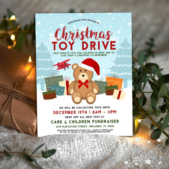 Juldagen Helgdag Nalle Leksak Drive Fundraiser Reklamblad (Skapare uppladdad)