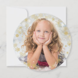 Juldagen Helgdag - Vita och Guld Snowflake Ram Julkort