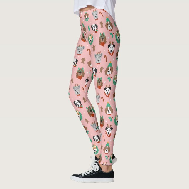 Juldagen Hundar i Helgdag-tillbehören Mönster Leggings (Vänster)