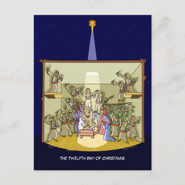 Juldagen i 12:e (12 Drummers) vykort (Framsida)