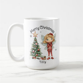 Juldagen i Cute Personlig Fairy och Träd Kaffemugg