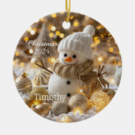 Juldagen i Cute Snögubbe Personlig Julgransprydnad Keramik