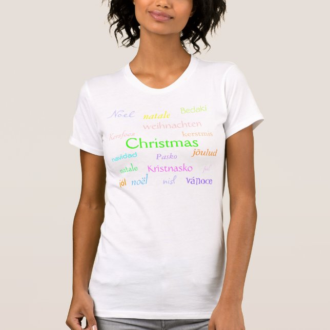 Juldagen i marinblått och Färg Tee Shirt (Framsida)