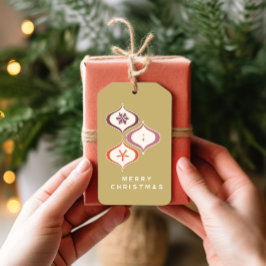 Juldagen i mitten av århundradet Snowflake Ornamen Presentetikett