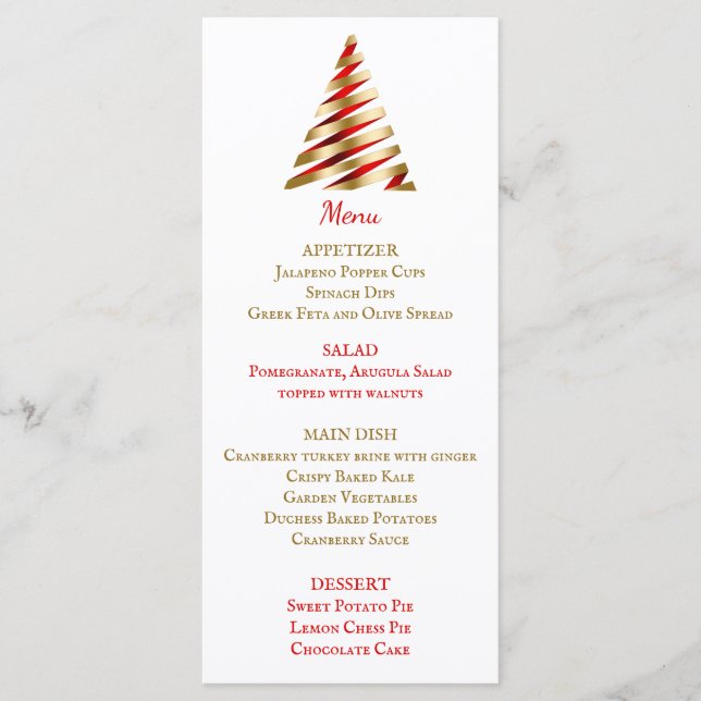 Juldagen i Red och Guld, meny (Framsida)