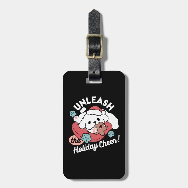 Juldagen i Santa Hat - Helgdag Cheer för Pet Bagagebricka (Vertikal Framsida)