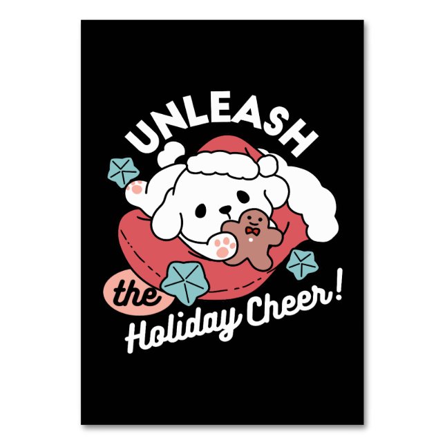 Juldagen i Santa Hat - Helgdag Cheer för Pet Bordsnummer (Framsidan)