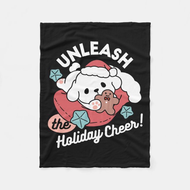 Juldagen i Santa Hat - Helgdag Cheer för Pet Fleecefilt (Framsidan)