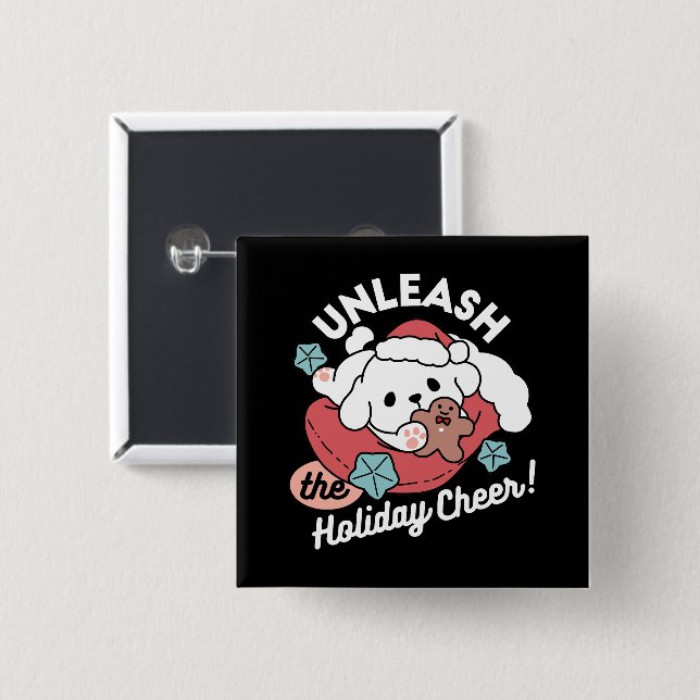 Juldagen i Santa Hat - Helgdag Cheer för Pet Knapp (Framsida & baksida)