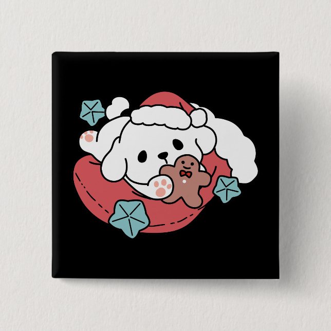 Juldagen i Santa Hat - Helgdag Cheer för Pet Knapp (Framsida)