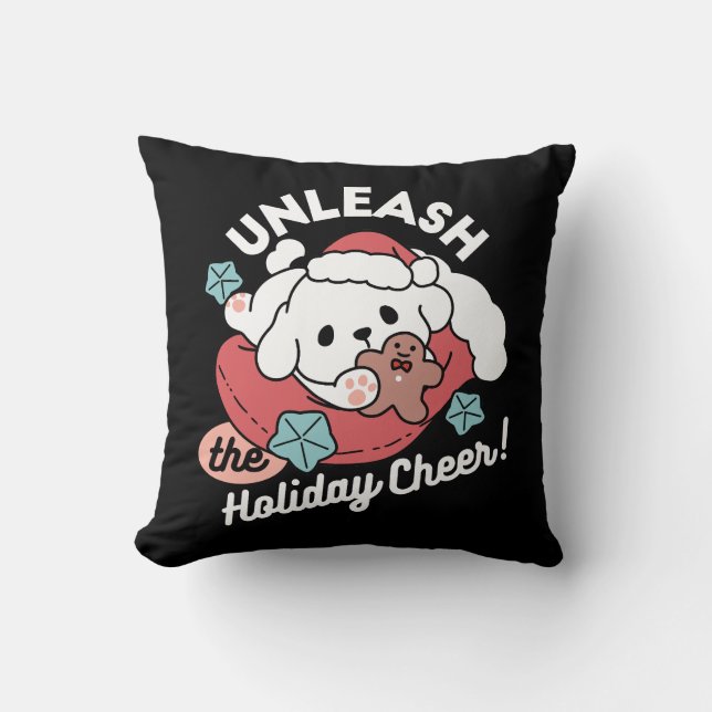 Juldagen i Santa Hat - Helgdag Cheer för Pet Kudde (Framsida)
