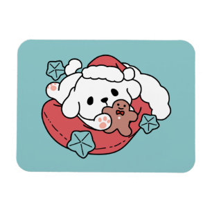 Juldagen i Santa Hat - Helgdag Cheer för Pet Magnet