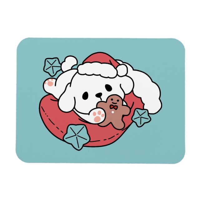 Juldagen i Santa Hat - Helgdag Cheer för Pet Magnet (Horisontell)