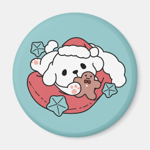 Juldagen i Santa Hat - Helgdag Cheer för Pet Magnet