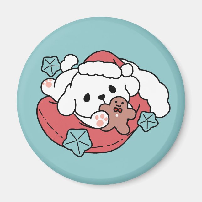 Juldagen i Santa Hat - Helgdag Cheer för Pet Magnet (Framsidan)
