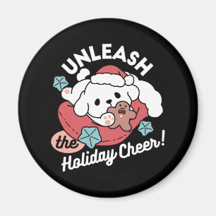 Juldagen i Santa Hat - Helgdag Cheer för Pet Magnet