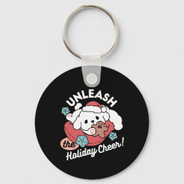 Juldagen i Santa Hat - Helgdag Cheer för Pet Nyckelring