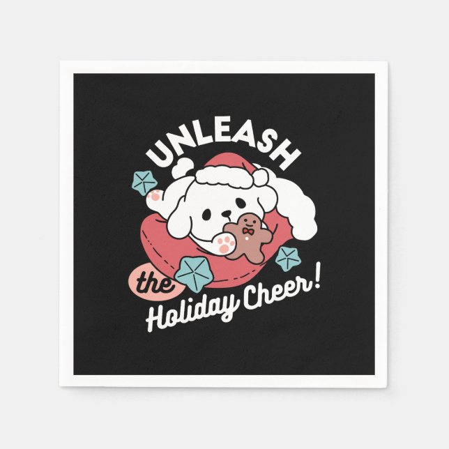 Juldagen i Santa Hat - Helgdag Cheer för Pet Pappersservett (Framsidan)